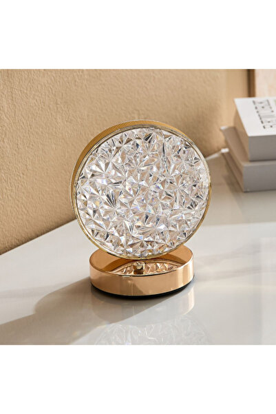 Home Box Dux Rechargeable Metal Base Table Lamp with Crystal Shade and Touch Switch