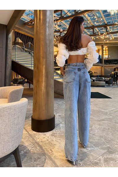 Moda Lounge Pantaloni largi cu detaliu cu cataramă în spate
