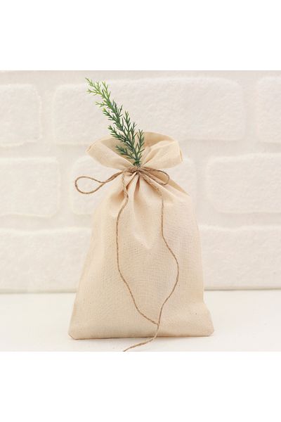 Bimotif Plain Cream Raw Cloth Pouch, 15x25 Cm 100 Pieces
