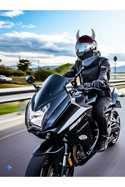 İN3DEX Kask Boynuzu Büyük Boy Premium 2 Adet Motosiklet Dekoratif Aksesuarı 23cm