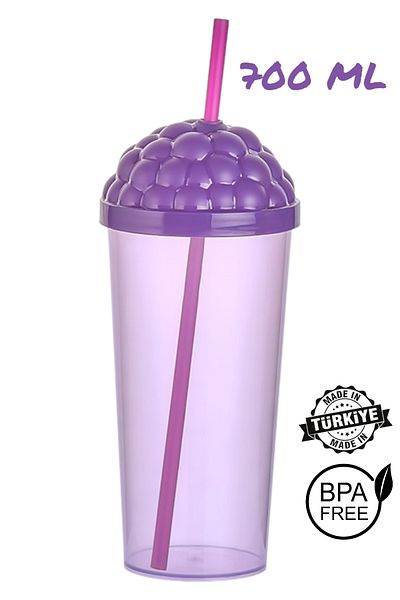 MUF HOME Fun Design Bogurtlen Glass with Straw 700ml