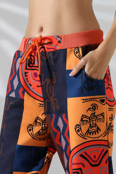 MOSRANİC Unisex Mixed Pattern Jogger Elastic Leg Street Style Oversize Sweatpants Ms 1316