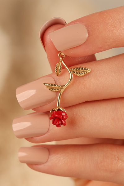 Çgk Çiğdem Gürel Kuyumculuk 14 Ayar Gül Çiçek Altın Kolye Ucu