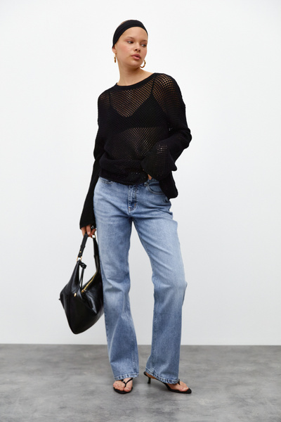 urban focus Mesh Knitted Knitwear Blouse