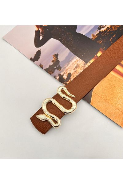 MODAM HİFA Χρυσή γυναικεία ζώνη και στοιχεία - Snake Buckle - Παπούτσια Gx9688