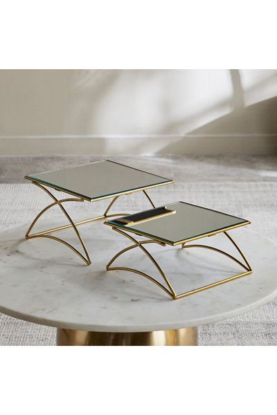 Home Box Milo 2-Piece Decorative Square Mirror Tray Set