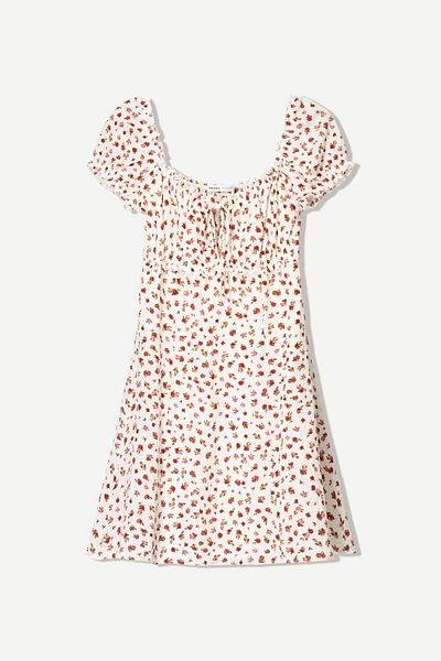 Bershka Printed waffle-knit mini dress