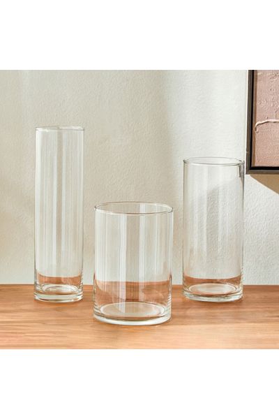 Home Box Kler 3-Piece Clear Glass Vase Set