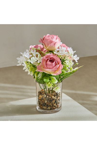 Home Box Areos Flower Arrangement in Glass Vase - 25 cm