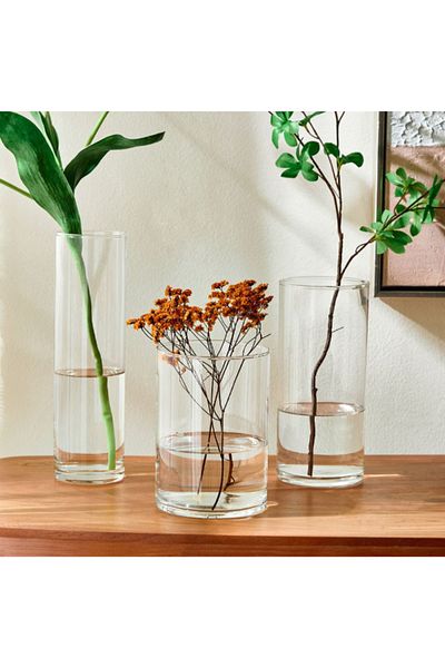 Home Box Kler 3-Piece Clear Glass Vase Set