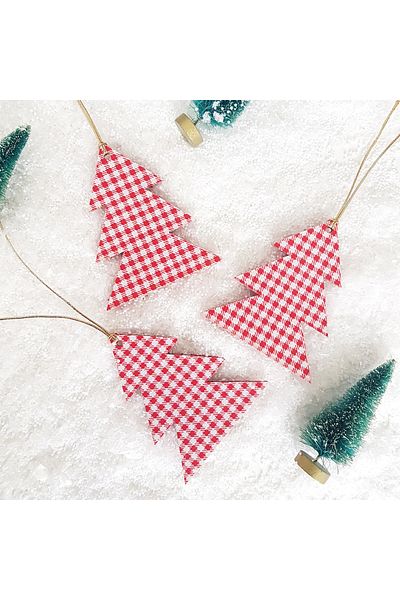 Bimotif Felt Ornament, Gingham Pine 3 Pieces