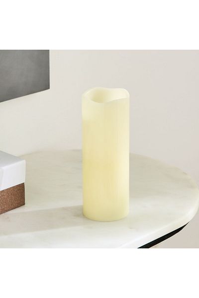 Home Box Luna LED Flameless Ivory Wax Candle with Vanilla Scent and Flickering - 7.5x20 cm