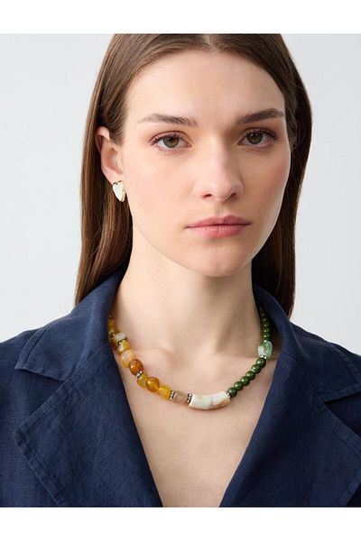 Jimmy Key Mixed Agate Natural Stone Adjustable Necklace