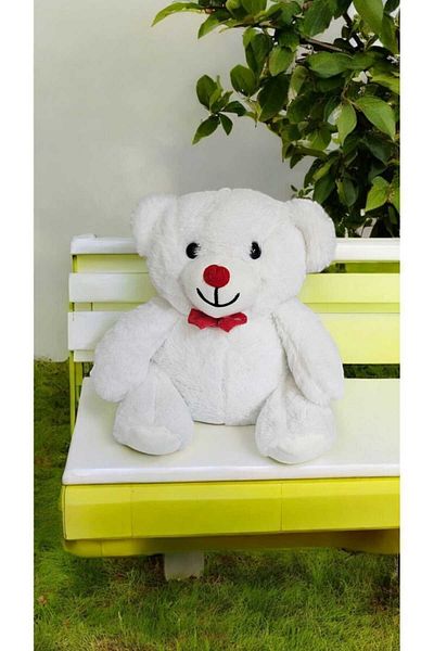 Mellito Toyzz Mini Bear لعبة الدب الأبيض اللطيفة من القطيفة والوسادة ورفيق النوم والهدايا 25 سم
