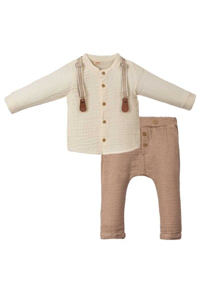 Necix's Müslin gömlekli salopetli erkek bebek ikili takım