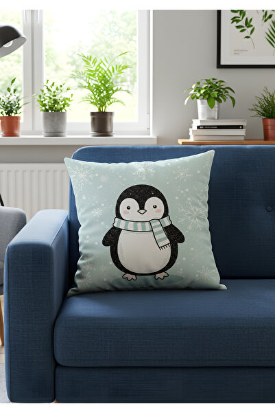 Viadela Pernă naturală digitală cu imprimeu cu model pinguin, decor elegant ș...