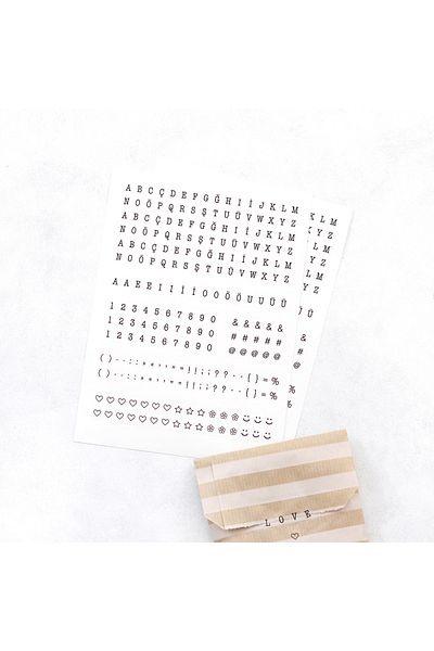 Bimotif Transparent Letter-Number Sticker Set, 8x10 Mm 2 Sheets
