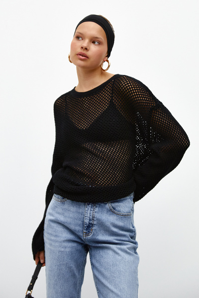 urban focus Mesh Knitted Knitwear Blouse