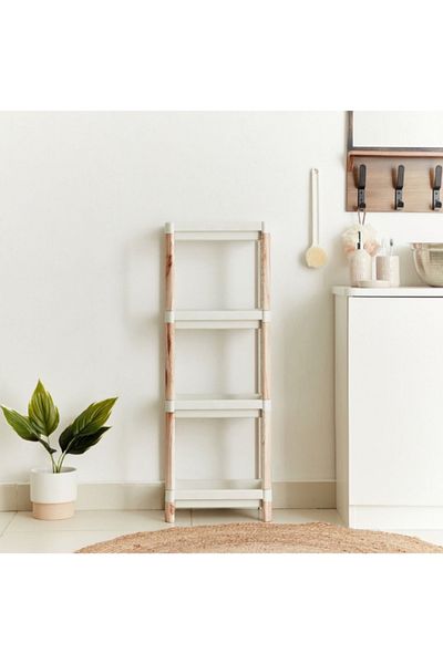 Home Box Nova Rectangular 4-Tier Caddy with Wooden Finish