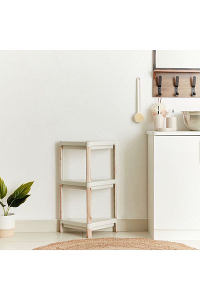 Home Box Nova Triangle 3-Tier Caddy with Wooden Finish