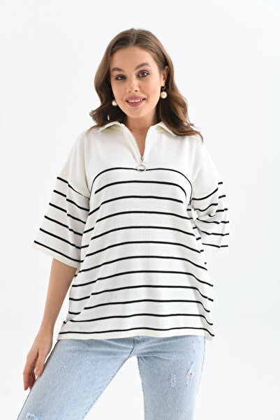 Park Karon Довгий поло з коміром-стійкою на блискавці