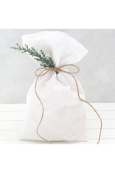 Bimotif Plain White Raw Cloth Pouch, 15x25 Cm 10 Pieces