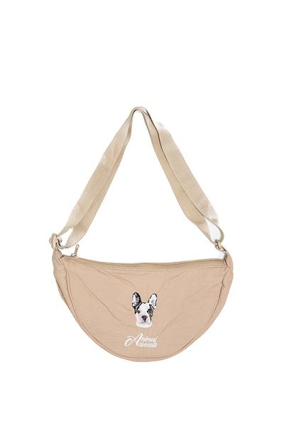 Trampoline French Bulldog Embroidered Bag - Parachute Fabric Bag with Animal Figures