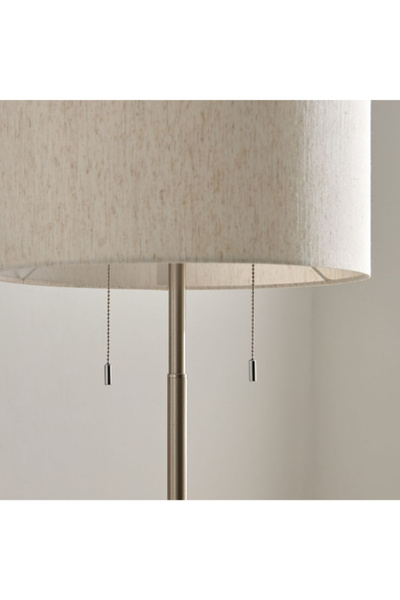 Home Box Deme Lamont Metal Floor Lamp with Pull Chain Switch and Linen Shade - 154 cm