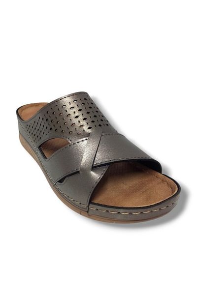 Esem 2153.Z.0007-25 Leather Cross Belt Anatomical Women's Slippers
