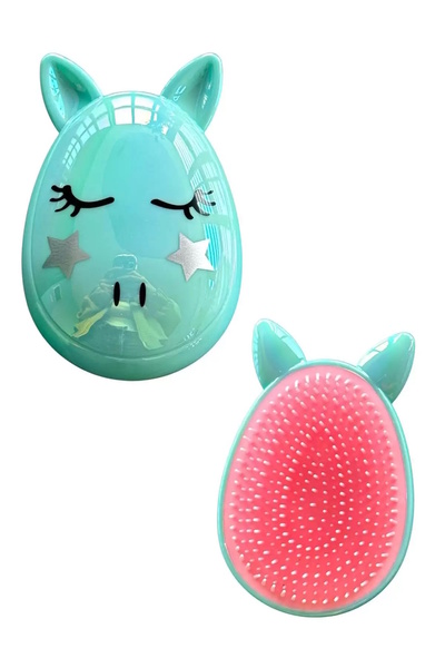 CAŞ DEKORASYON Φορητή βούρτσα/χτένα μαλλιών με μπλε χρώμα μονόκερος