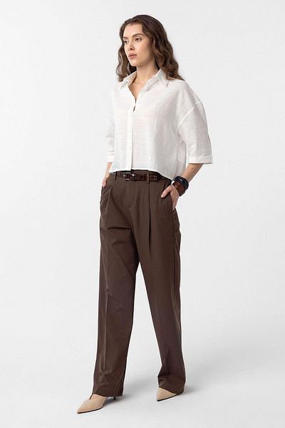 Antioch Coffee High Waist Pleated Women's Pants