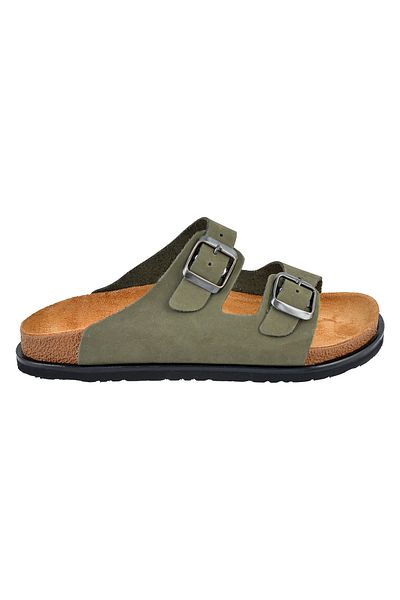 Moosefield Genuine Leather Khaki Women's Slippers