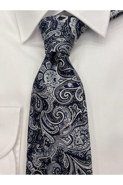 Cacharel Woven Fabric Patterned Gray Lace Tie