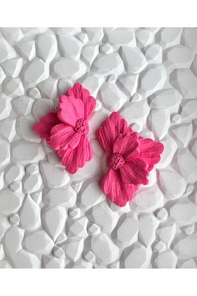 ACCESSORY Pink Flower Earrings Pomegranate Flower Color Flower Earrings