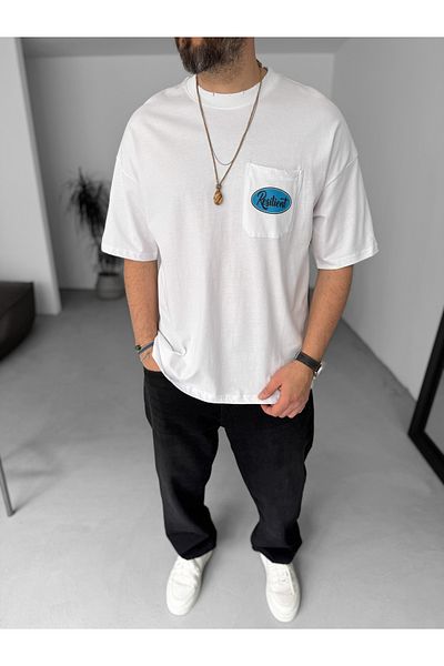 BYBASICMAN White Resilient Ripped Detailed Oversize T-Shirt Jj-124