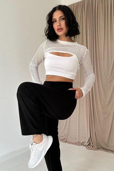 Moda Asmira Black Pencil Rubber Detailed Trousers