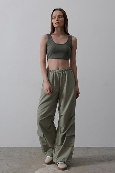 Moda Asmira Parachute Cargo Pants - Khaki