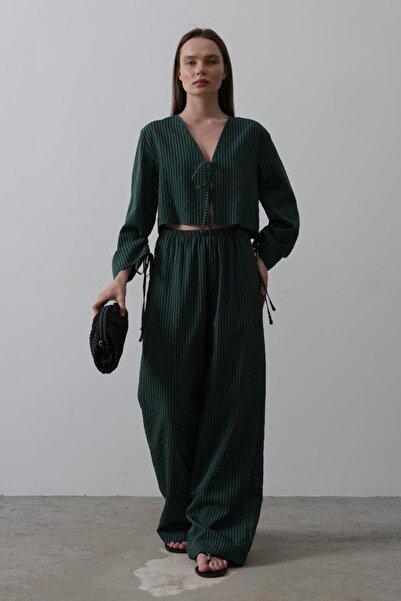 JANES Tie Front Crop Suit - Green