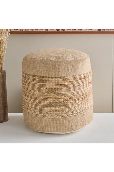 Home Box Terran Jute Band Pouf - 40x40x40 cm