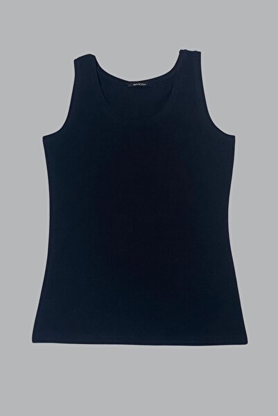 Seamoda Large Size Thick Strap Round Neck Tank Top Flexible and Comfortable-Black