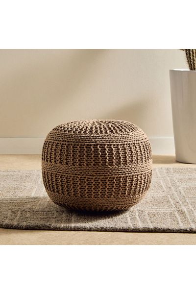 Home Box Essential Cable Knitted Pouf - 50x50x35 cm