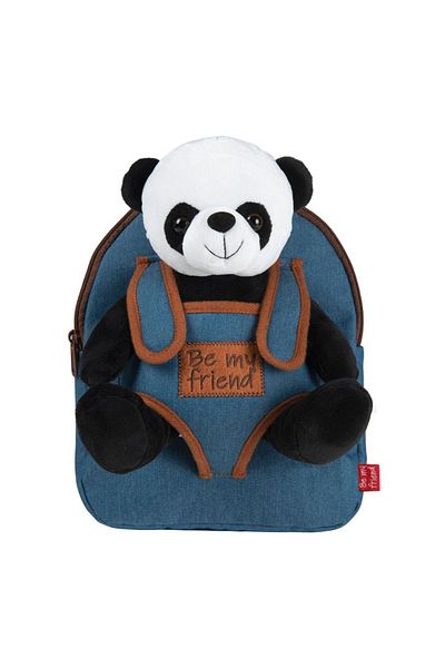 Perletti Ghiozdan grădiniță, Perletti, urs panda, pluș detașabil, 21cm