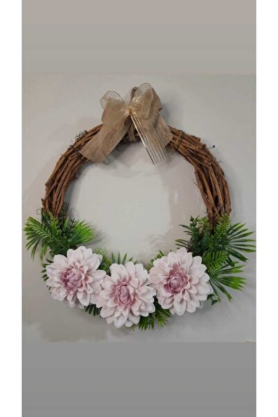 TASARİMECRN زخرفة الباب زهرة وردية فاتحة زخرفة إكليل الباب الخوص