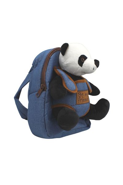 Perletti Ghiozdan grădiniță, Perletti, urs panda, pluș detașabil, 21cm