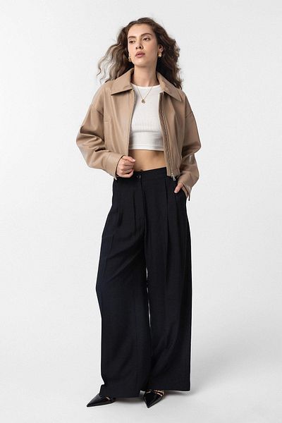Antioch Black Double Pleated Women's Trousers