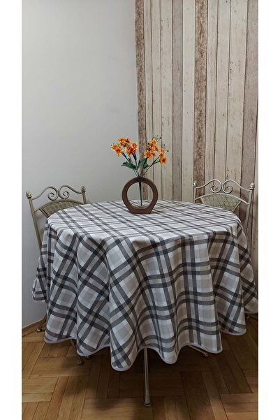 gonk Round, Plaid, Duck (Liquid Pusher, Stain Proof) Fabric, Tablecloth