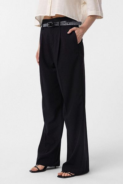 Antioch Black High Waist Pleated Women's Trousers