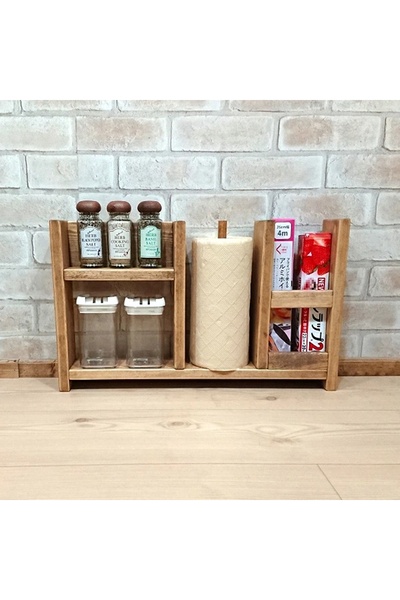 Vegüba Ahşap Baharatlık Standı Tezgah Üstü Düzenleyici Ahşap Raf Baharatlık H...