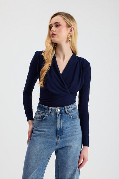 Rays Bluză căptușită cu guler dublu bleumarin 9256