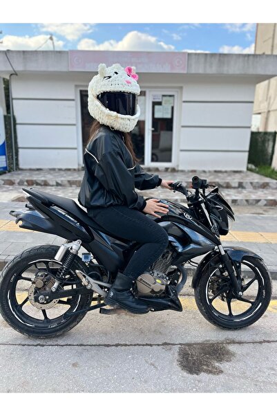 barsdepo G&N El Yapımı Örgü Hello Ktty Motorsiklet Kask Kılıfı , Kask Koruyucu